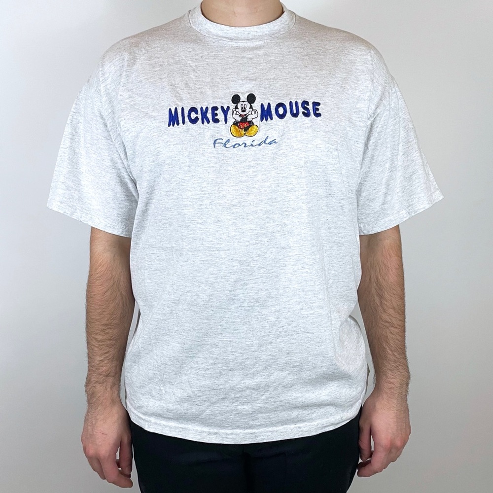 Vintage 90s Mickey Mouse Florida Disney Grey T-Shirt